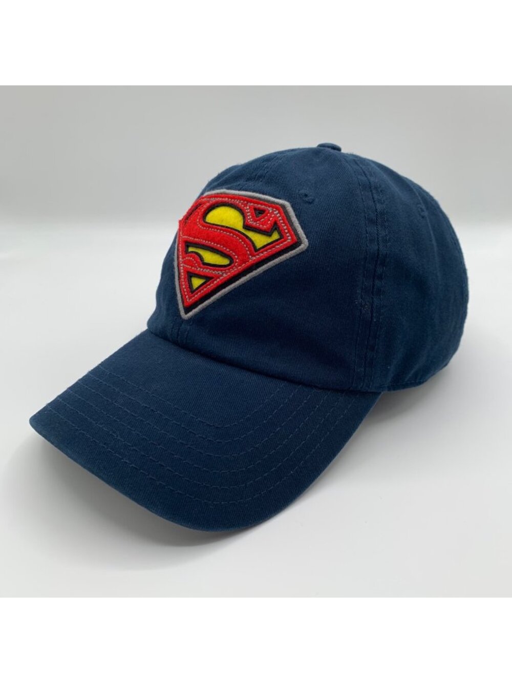 Superman Unisex Navy Blue Stitched Relaxed Fit Strapback Hat